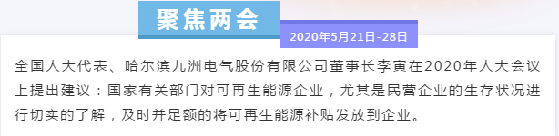 兩會聚焦｜人大代表李寅：關(guān)于切實解決可再生能源電價附加補貼拖欠問題的建議_海爾壁掛爐售后電話